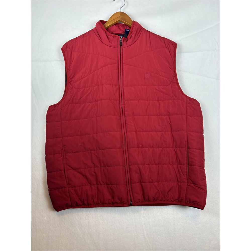 Chaps Puffer Vest Womens XXL Red Full Zip Mock Neck Black Lining